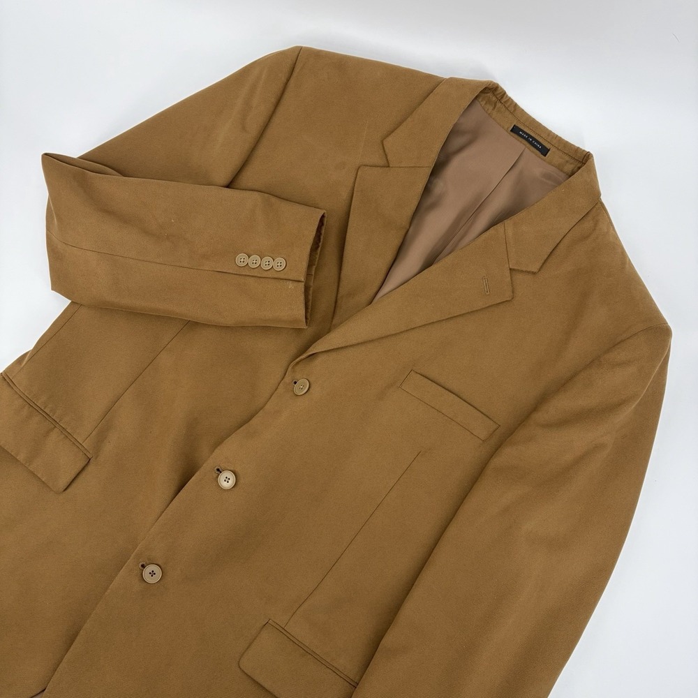 Alfani‎ for Macy's Men's Sz 48L Jacket Sport Coat Micro Suede Camel Tan Plush